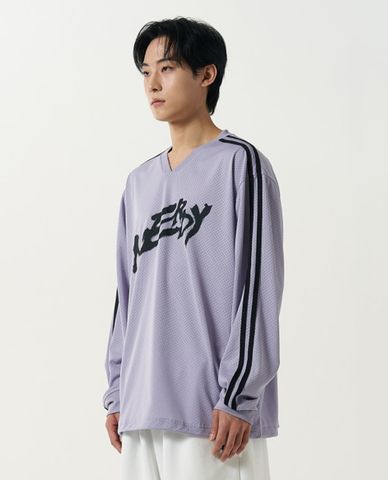  NERDY - Áo sweatshirt unisex cổ V tay dài Sporty Mesh Warmup 