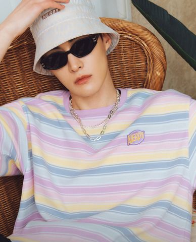  NERDY - Áo thun unisex cổ tròn tay ngắn Stripe 