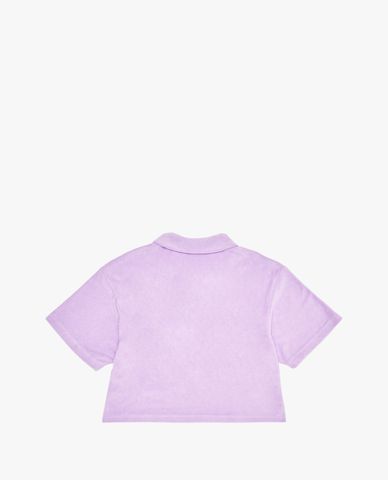  NERDY - Áo crop top nữ tay ngắn Serif Logo Terry 