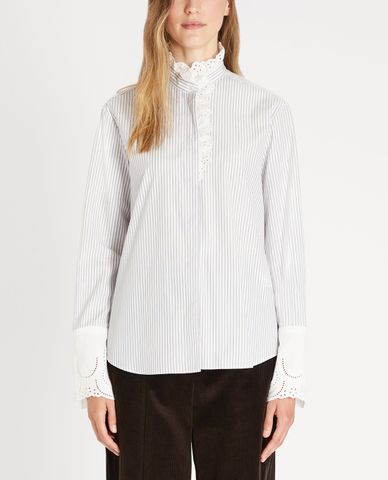  WEEKEND MAX MARA - Áo sơ mi nữ cổ lọ Cotton Poplin 