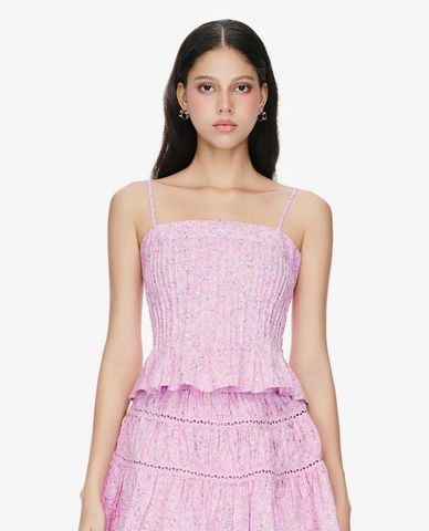  GIGI - Áo hai dây nữ cổ vuông in hoạ tiết hoa thời trang 