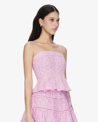  GIGI - Áo hai dây nữ cổ vuông in hoạ tiết hoa thời trang 