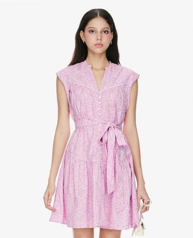  GIGI - Đầm sát nách mini cổ V phối nơ thời trang 