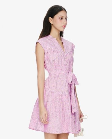  GIGI - Đầm sát nách mini cổ V phối nơ thời trang 