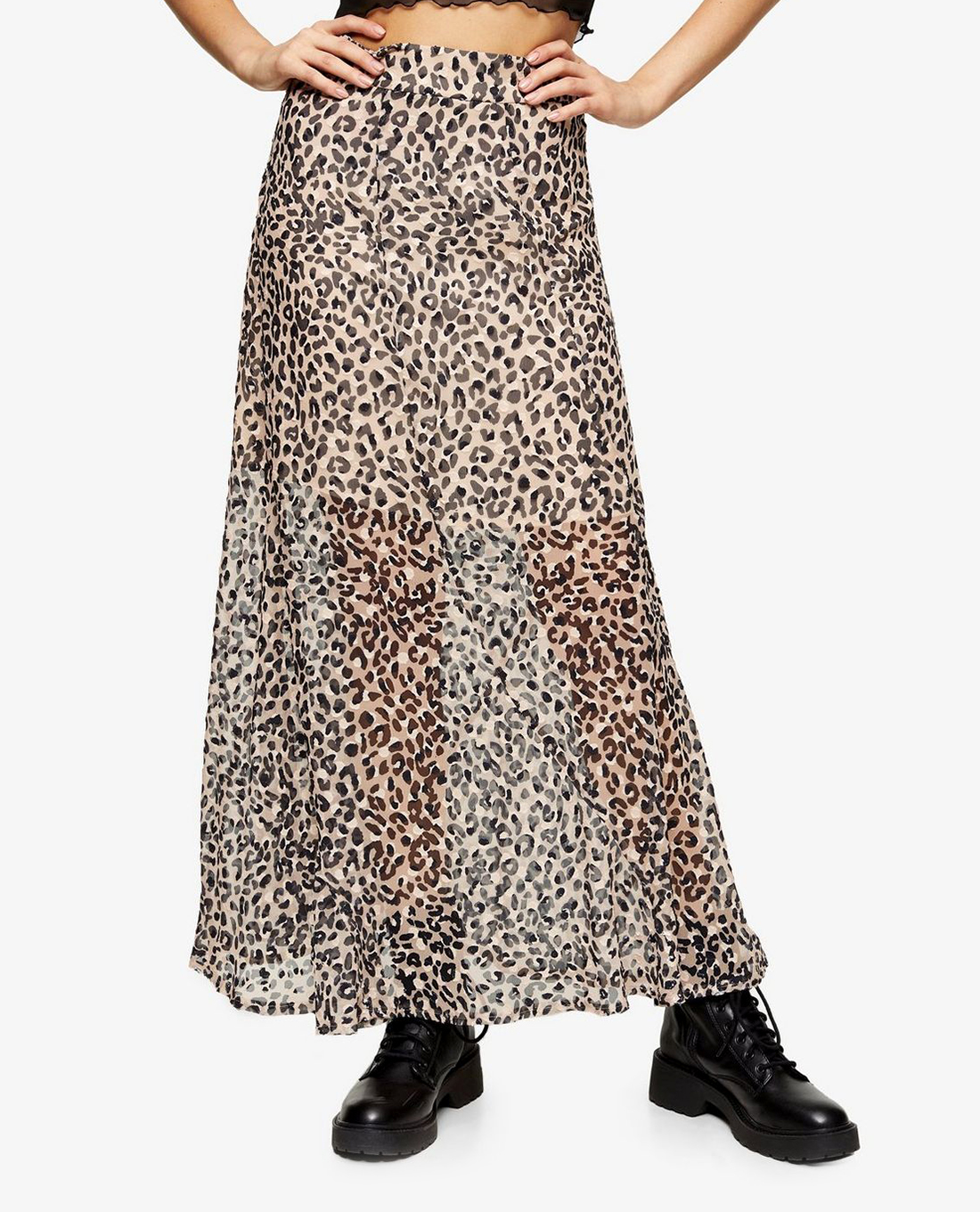 TOPSHOP - Chân váy maxi da báo Leopard Print Burnout