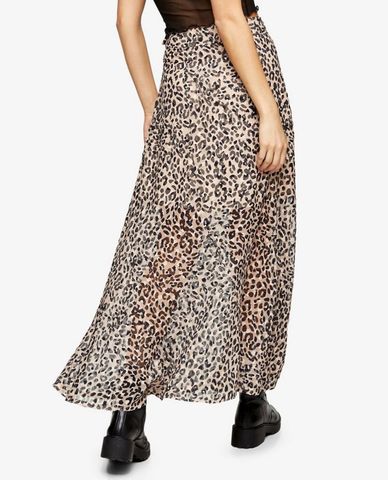  TOPSHOP - Chân váy maxi da báo Leopard Print Burnout 
