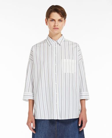  WEEKEND MAX MARA - Áo sơ mi cổ bẻ tay lỡ phối sọc dọc Venus 