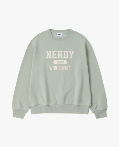  NERDY - Áo sweatshirt unisex cổ tròn tay dài Varsity Logo 