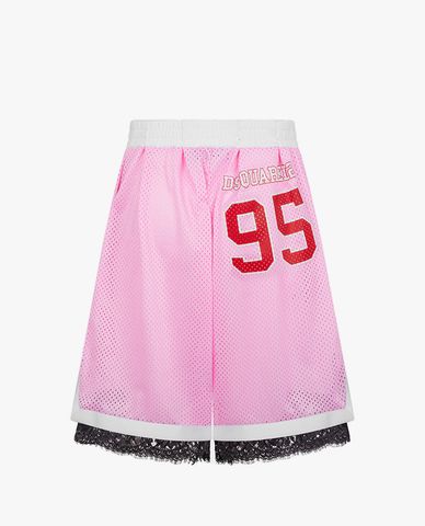  DSQUARED2 - Quần short nam ống rộng lưng thun phối ren Printed Basket Style 