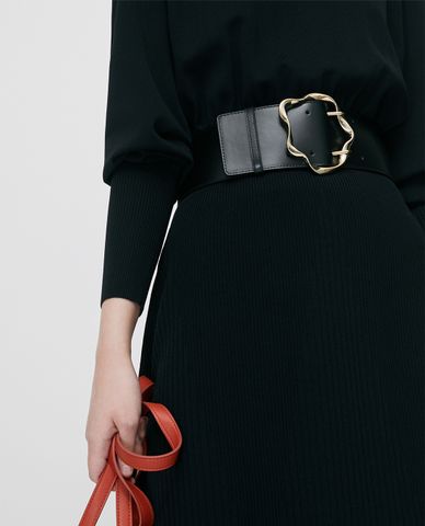  MAX&Co. - Thắt lưng nữ bản rộng mặt khóa tròn 3D Buckle 