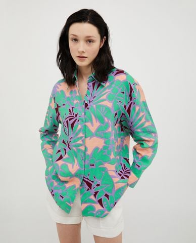  MAX&Co. - Áo sơ mi cổ bẻ tay dài vạt áo bất đối xứng Caio 