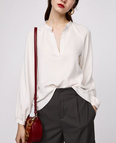  MAX&Co. - Áo kiểu nữ phom suông tay dài Band Collar 