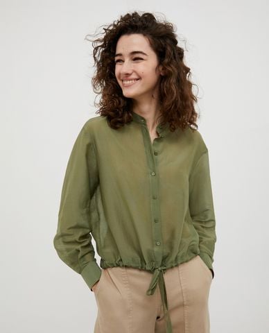  MAX&Co. - Áo sơ mi cổ V tay dài phối dây buộc thanh lịch Falcone 