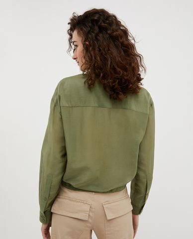  MAX&Co. - Áo sơ mi cổ V tay dài phối dây buộc thanh lịch Falcone 