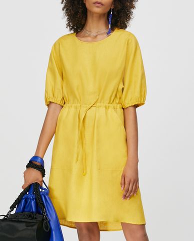  MAX&Co. - Đầm mini ngắn tay nhấn eo Pure Linen 