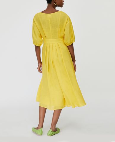  MAX&Co. - Đầm midi cổ V tay ngắn Ramie 