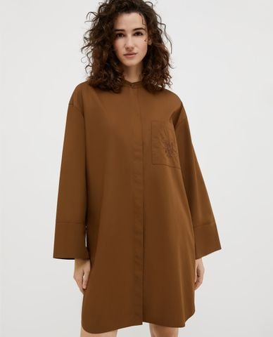  MAX&Co. - Đầm sơ mi midi cổ tròn tay dài thêu hoạ tiết Uncino 