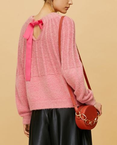  MAX&Co. - Áo len nữ cổ tròn tay dài phối nơ Ribbed 