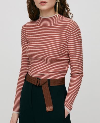  MAX&Co. - Áo thun nữ tay dài cổ tròn Striped Polo 