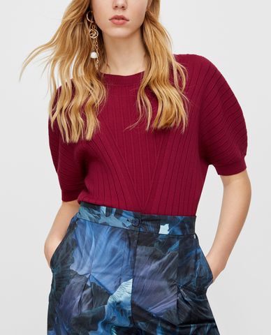  MAX&Co. - Áo len nữ cổ tròn tay phồng Ribbed Balloon 
