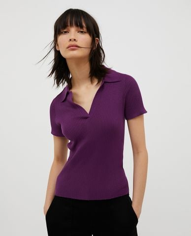  MAX&Co. - Áo polo cổ V dệt kim cá tính Sigma 