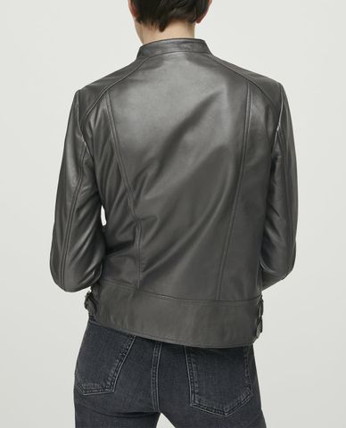  MAX&Co. - Áo khoác da nữ cổ trụ Metallic Nappa 