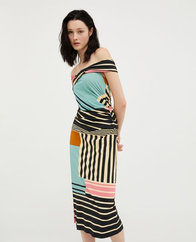  MAX&Co. - Đầm body midi lệch vai chiết eo Iberia 