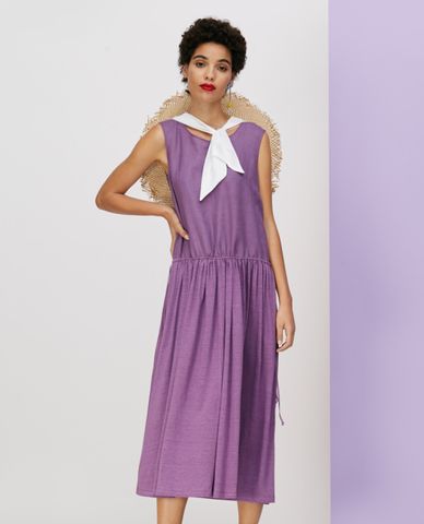  MAX&Co. - Đầm midi sát nách Linen Canvas And Jersey 