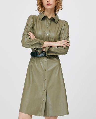  MAX&Co. - Đầm mini da cổ bẻ tay dài Coated Jersey 