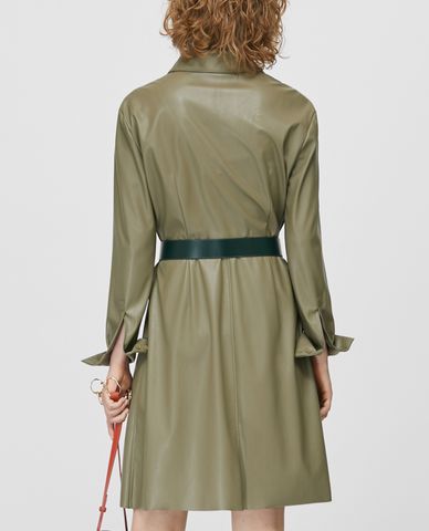  MAX&Co. - Đầm mini da cổ bẻ tay dài Coated Jersey 