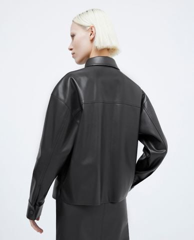  MAX&Co. - Áo khoác da nữ cổ bẻ tay dài phối túi Sand 