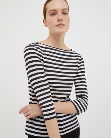  MAX&Co. - Áo thun cổ tròn tay dài phối sọc Festival 