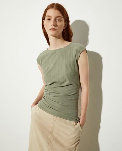  MAX&Co. - Áo sát nách nữ cổ tròn xếp nếp Sfoglia 