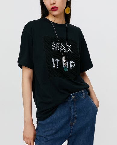  MAX&Co. - Áo thun nữ tay ngắn cổ tròn Appliqués 