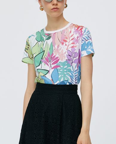  MAX&Co. - Áo thun nữ tay ngắn cổ tròn phối họa tiết hoa thời trang 