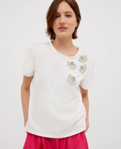  MAX&Co. - Áo thun nữ cổ tròn tay ngắn đính đá Voghera 