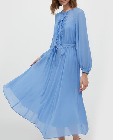  MAX&Co. - Đầm midi cổ tròn tay dài phối thắt lưng Latino 