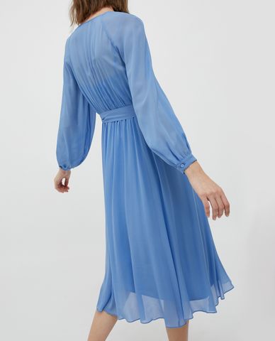  MAX&Co. - Đầm midi cổ tròn tay dài phối thắt lưng Latino 