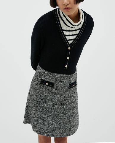  MAX&Co. - Đầm mini cổ V tay lỡ phối nút thời trang Rib Knit 