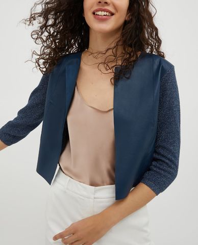  MAX&Co. - Áo khoác da nữ phom ngắn Leather And Knit Saba 