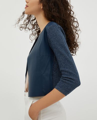  MAX&Co. - Áo khoác da nữ phom ngắn Leather And Knit Saba 