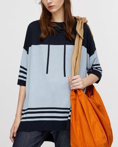  MAX&Co. - Áo hoodie nữ tay lỡ phối mũ Oversized Cotton Silk 