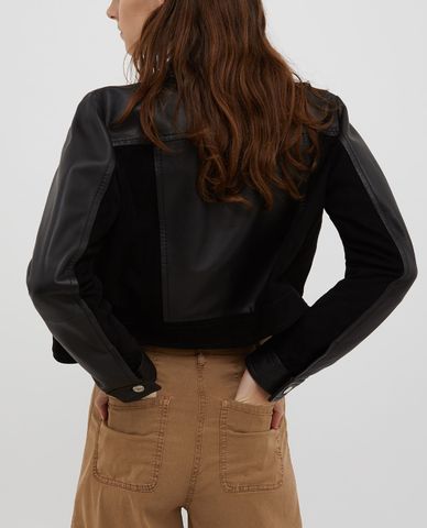  MAX&Co. - Áo khoác da nữ cổ gập nút cài kim loại Provetta 