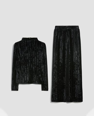  MAX&Co. - Set áo cổ lọ và chân váy midi Matching 3D Velvet Jersey 