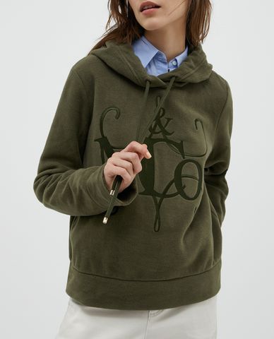  MAX&Co. - Áo hoodie nữ tay dài phối mũ Monogram 