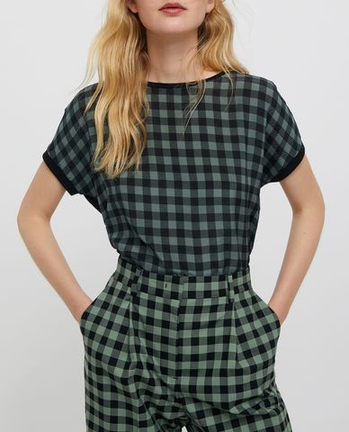  MAX&Co. - Áo kiểu nữ cổ tròn tay ngắn Silk And Jersey 