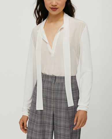  MAX&Co. - Áo kiểu nữ tay dài phối nơ cột ở cổ Silk And Jersey 