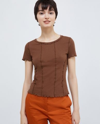  MAX&Co. - Áo thun cổ tròn tay ngắn phối viền chỉ Karen 