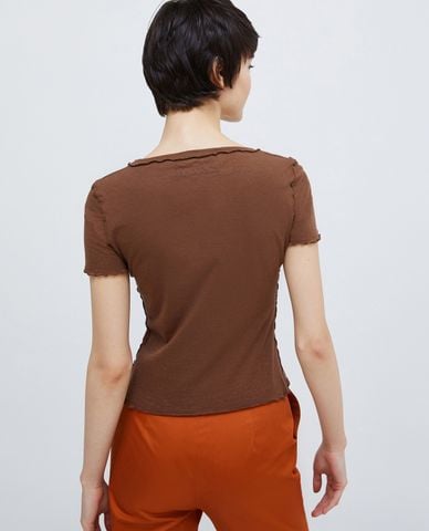  MAX&Co. - Áo thun cổ tròn tay ngắn phối viền chỉ Karen 