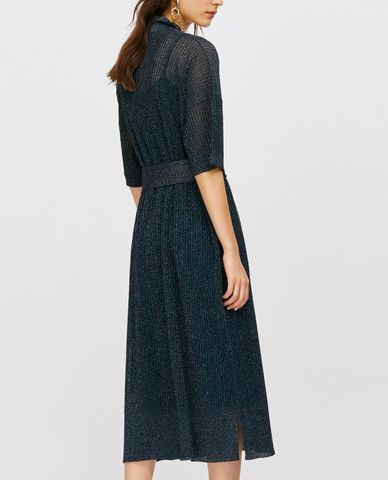  MAX&Co. - Đầm midi dệt kim cổ bẻ tay ngắn Knitted Lamé Polo 